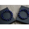 Glosery wrap náramok zdobený krištáľmi od Swarovski®, lapis lazuli a lesklý / matný čierny achát 6-8mm