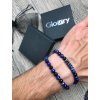 Glosery wrap náramok zdobený krištáľmi od Swarovski®, lapis lazuli a lesklý / matný čierny achát 6-8mm