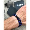 Glosery wrap náramok zdobený krištáľmi od Swarovski®, lapis lazuli a lesklý / matný čierny achát 6-8mm