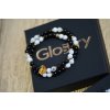 Partnerský Glosery wrap náramok zdobený krištáľom v tvare srdiečka Swarovski®, stopery, lesklý / matný čierny achát a howlite 6mm