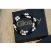 Partnerský Glosery wrap náramok zdobený krištáľom v tvare srdiečka Swarovski®, stopery, lesklý / matný čierny achát a howlite 6mm