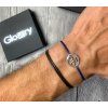 Šnúrkový minimalistický Glosery náramok s cyklistom, bicykel, chirurgická oceľ, šnúrka 1mm