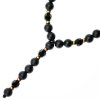 Glosery náhrdelník v tvare ruženca s disko guľami, krížikom, stopery, lesklý / matný čierny achát 6-8mm