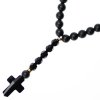 Luxusný Glosery náhrdelník v tvare ruženca s lesknúcim krížikom a disko guľami od Swarovski®, stopery, lesklý / matný čierny achát 6-8mm