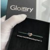 Luxusný set dvoch Glosery náramkov Srdiečko s iniciálami a krištále od Swarovski® 3mm, chirurgická oceľ, šnúrka 1mm