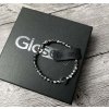 Glosery korálkový náramok s medailónom Mama, howlite / lesklý - matný čierny achát, Swarovski krištále 4-6mm