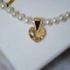 Perlový Glosery náhrdelník so srdcom, bielo-smotanový