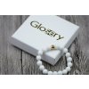 Biely porcelán, korálka z chirurgickej ocele s logom Glosery