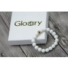 Biely porcelán, korálka z chirurgickej ocele s logom Glosery