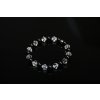 Glosery náramok zdobený krištáľmi, korálka z chirurgickej ocele, lesklý čierny achát 8mm