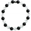 Glosery náramok zdobený krištáľmi, korálka z chirurgickej ocele, lesklý čierny achát 8mm