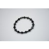 Glosery náramok zdobený krištáľmi Swarovski®, čierny korálok z chirurgickej ocele, lesklý čierny achát 4mm