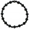 Glosery náramok zdobený krištáľmi Swarovski®, čierny korálok z chirurgickej ocele, lesklý čierny achát 4mm