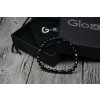 Glosery náramok zdobený krištáľmi, čierna korálka z chirurgickej ocele, lesklý čierny achát 6mm