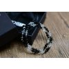 Glosery wrap náramok zdobený krištáľmi Swarovski®, korálky z chirurgickej ocele, lesklý čierny achát 4mm