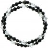 Glosery wrap náramok zdobený krištáľmi Swarovski®, korálky z chirurgickej ocele, lesklý čierny achát 4mm