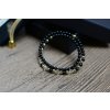 Glosery wrap náramok zdobený krištáľmi Swarovski®, pozlátené korálky z chirurgickej ocele, lesklý čierny achát 4mm