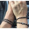 Wrap náramok, zirkónový krížik, korálky z chirurgickej ocele a lesklý čierny achát 4mm
