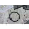Glosery náramok s lesknúcim krištáľom v tvare krížika od Swarovski®, hematit 6mm