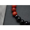 Glosery náramok s lesknúcim krištáľom v tvare srdca od Swarovski®, lesklý čierny achát a červený korál 8mm