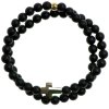 Wrap Glosery náramok s lesknúcim krištáľom v tvare krížika, lesklý / matný čierny achát 4-8mm