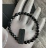 Glosery náramok s lesknucími krištáľmi, lesklý / matný čierny achát 4-10mm