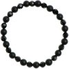 Glosery náramok s lesknucími krištáľmi, lesklý / matný čierny achát 4-10mm