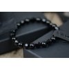 Glosery náramok s lesknucími krištáľmi, lesklý / matný čierny achát 4-10mm