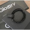 Wrap Glosery náramok s lesknucími krištáľmi - disko gule, lesklý / matný čierny achát 4-6mm