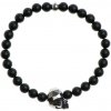 Glosery náramok s lesknúcim krištáľom v tvare lebky, lesklý / matný čierny achát 6-8mm