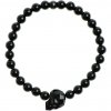 Glosery náramok s lesknúcim krištáľom v tvare lebky, lesklý / matný čierny achát 6-8mm