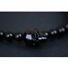 Glosery náramok s lesknúcim krištáľom v tvare lebky od Swarovski®, lesklý / matný čierny achát 6-8mm