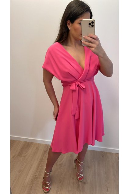 Růžové šaty s páskem (Veľkosť 42)