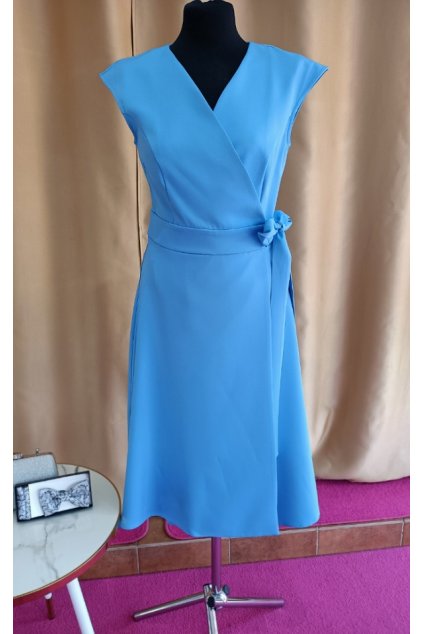 Zavinovací šaty nebesky modré (Veľkosť 46)