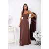 Dlouhé společenské hnědé šaty s vázáním
