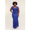 Dlhé spoločenské kráľovsky modré flitrované šaty s kamienkami