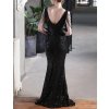 Dlhé spoločenské čierne flitrované šaty s kamienkami