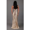 Dlhé spoločenské béžové šaty s kamienkami a viazaním