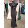 Dlouhé společenské černé flitrované šaty s volány