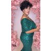 Dlhé spoločenské zelené flitrované šaty
