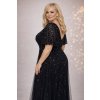 Dlhé spoločenské čierne šaty s flitrami a tylom