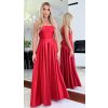 Dlouhé společenské červené šaty s mašlí
