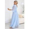 654 3 dluga polyskujaca sukienka plus size z dekoltem i transparentnym rekawkiem blekitna 20658