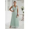 Dlouhé společenské bledě zelené šaty s tylem