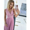 Dlhé ružové šaty s holým chrbtom