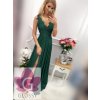 Dlhé zelené šaty s vyšívanou čipkou