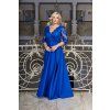 Dlhé spoločenské kráľovsky modré šaty s trojštvrťovým rukávom