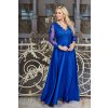 Dlouhé společenské královsky modré šaty s rukávy