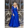 Dlhé spoločenské kráľovsky modré šaty s rukávom