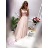 Dlhé spoločenské bledoružové šaty s viazaním